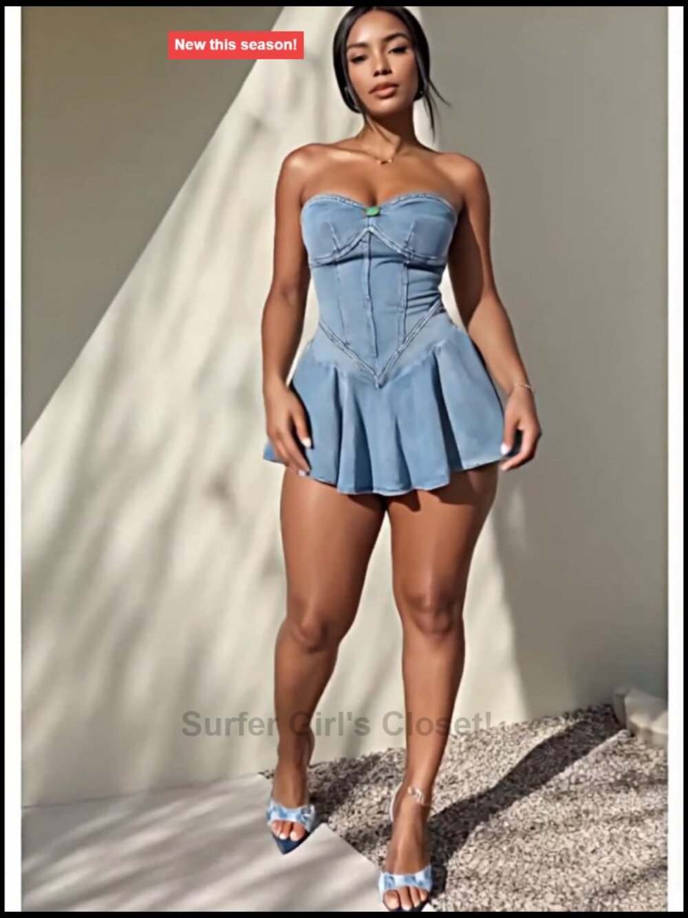 Y2K Strapless Denim Mini Dress Corset Jean Dress Women Clubwear - Picture 7 of 7